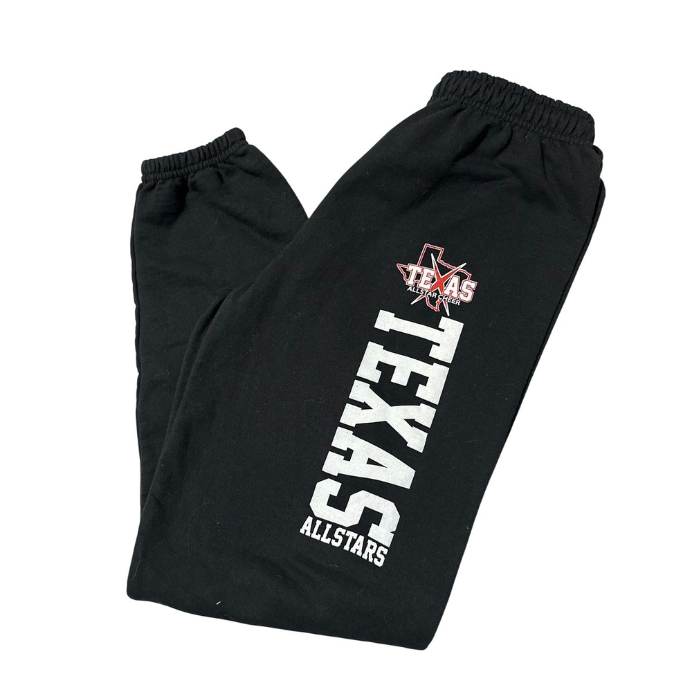 Gildan Texas Allstars Cheer Sweatpants Black Graphic Joggers Small